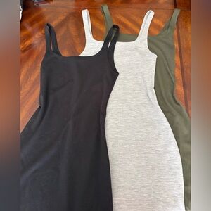 Zara Black, Heather Gray & Olive Green Midi Tank Dresses